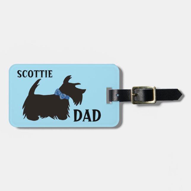 Scottish Terrier Dog Luggage Tag, Scottie Vater Gepäckanhänger (Vorderseite horizontal)