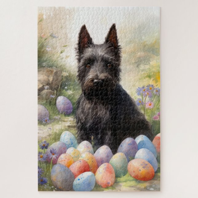 Scottish Terrier Dog mit Ostereier Holiday (Vertikal)