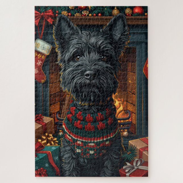 Scottish Terrier Dog mit Weihnachtsgeschenken (Vertikal)