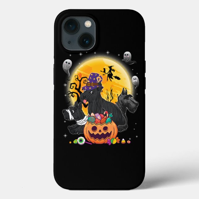 Scottish Terrier Dog Mummy Witch Moon Ghosts Happy Case-Mate iPhone Hülle (Rückseite)