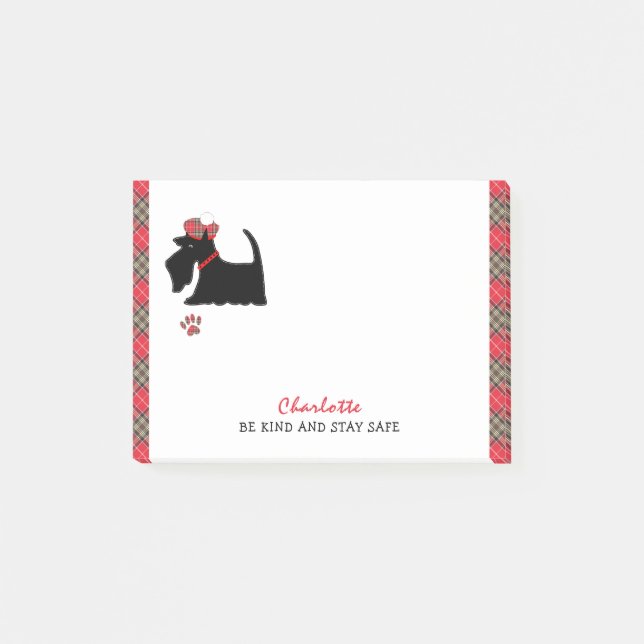 Scottish Terrier Dog Niedlich Personalisiert Post-it Klebezettel (Vorderseite)