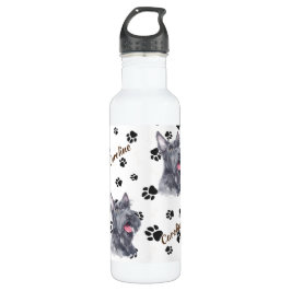Scottish Terrier Dog Pawprint Edelstahlflasche