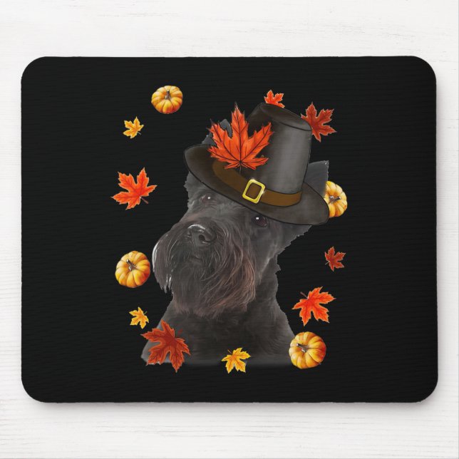 Scottish Terrier Dog Pilgrim Hat Fall glücklich Da Mousepad (Vorne)