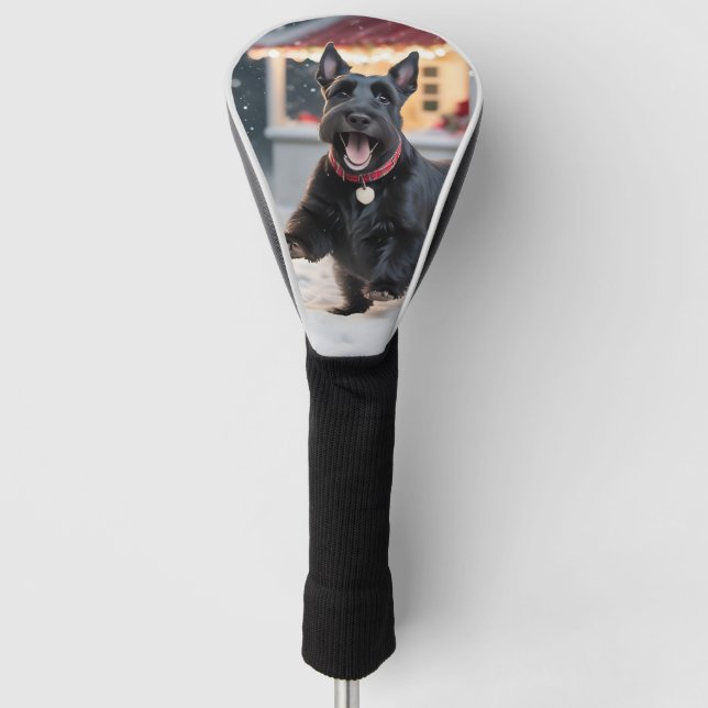 Scottish Terrier Dog Playing Christmas Snow Golf Headcover (Vorderseite)