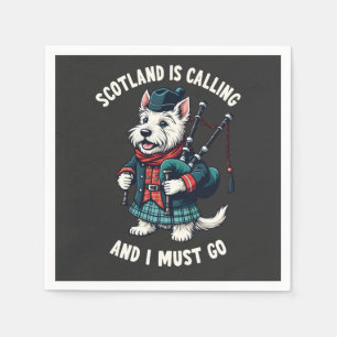 Scottish Terrier Dog Scotland ruft an und ich muss Serviette