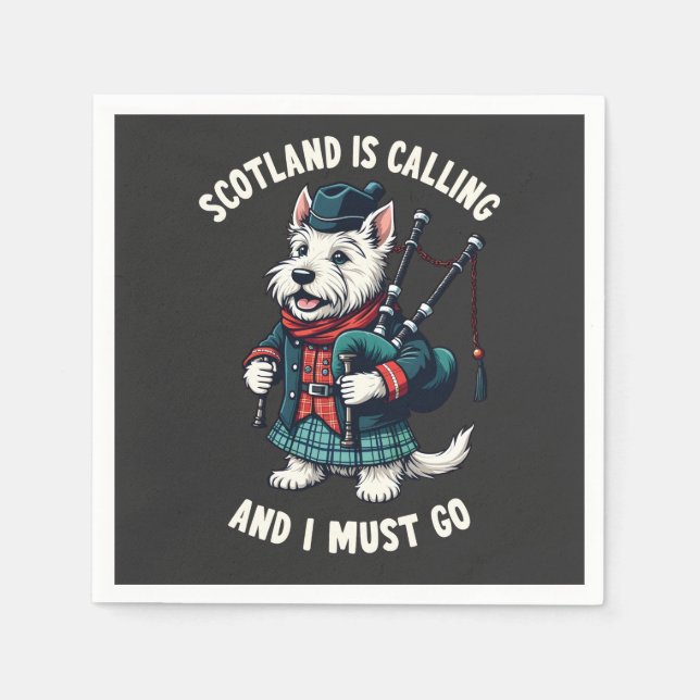 Scottish Terrier Dog Scotland ruft an und ich muss Serviette (Vorderseite)