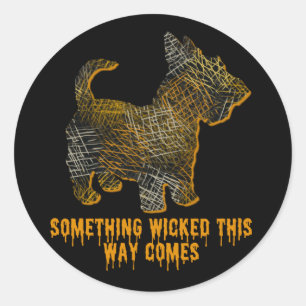Scottish Terrier Dog Silhouette Fun Halloween Runder Aufkleber