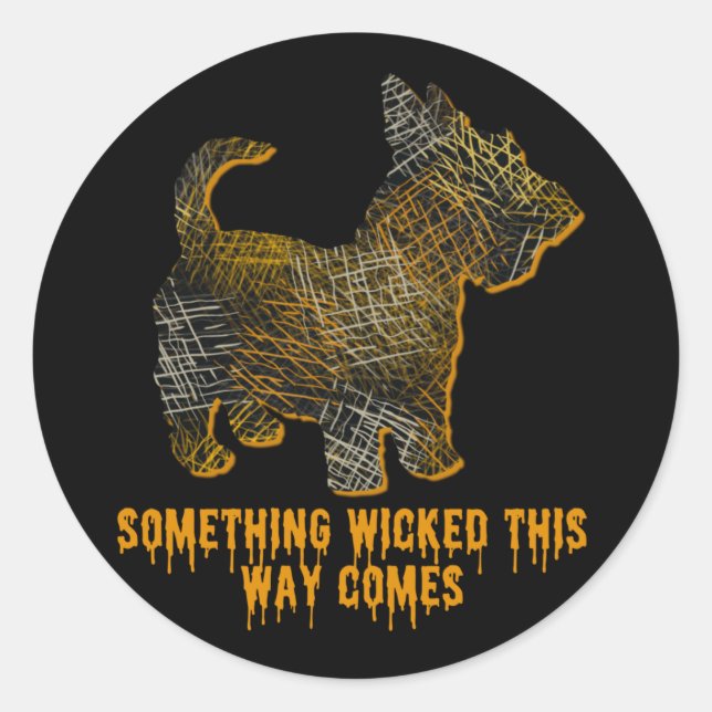 Scottish Terrier Dog Silhouette Fun Halloween Runder Aufkleber (Vorderseite)