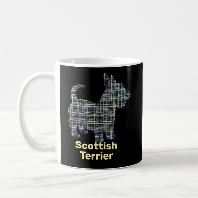 Scottish Terrier Dog Yellow & Black Grid Kaffeetasse (Links)