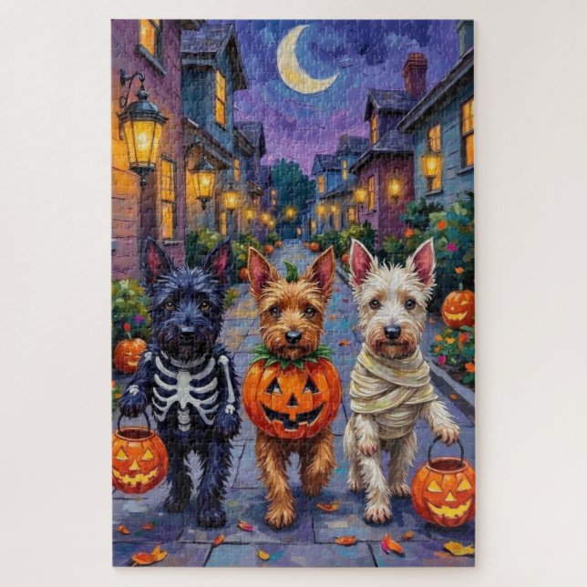 Scottish Terrier Dogs in Halloween Costumes (Vertikal)
