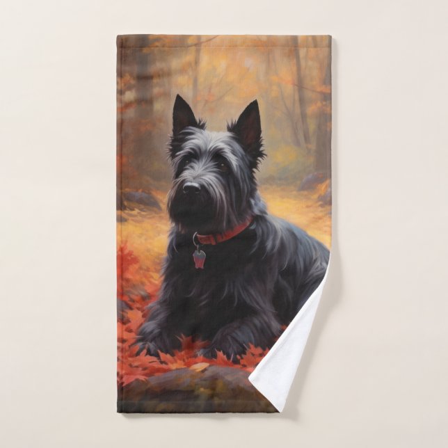 Scottish Terrier en automne Leaves Fall Inspire (Serviette à main)