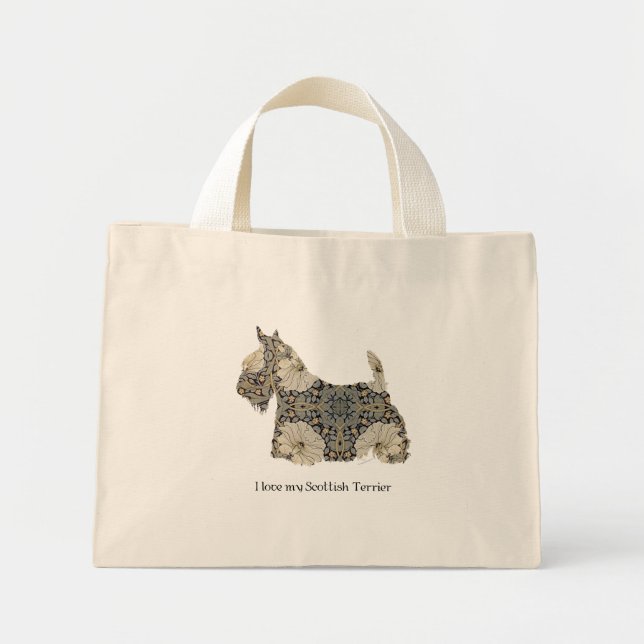 Scottish Terrier Fun Silhouette Mini Stoffbeutel (Vorne)