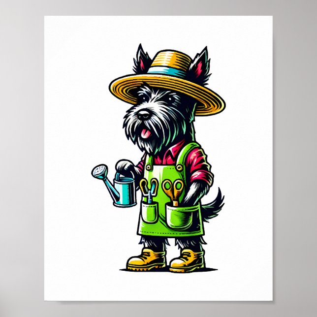 Scottish Terrier Gardener Poster (Vorne)