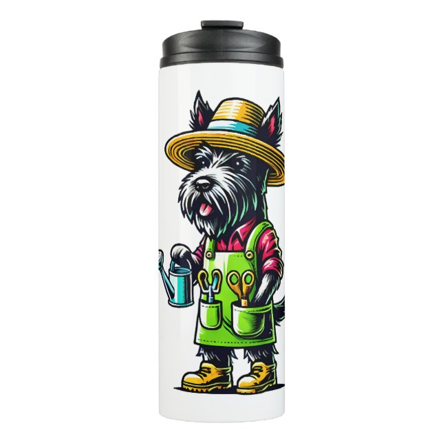 Scottish Terrier Gardener Thermosbecher (Vorderseite)