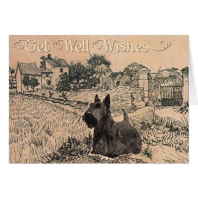 Scottish Terrier Get Well Wish (Vorderseite (Horizontal))