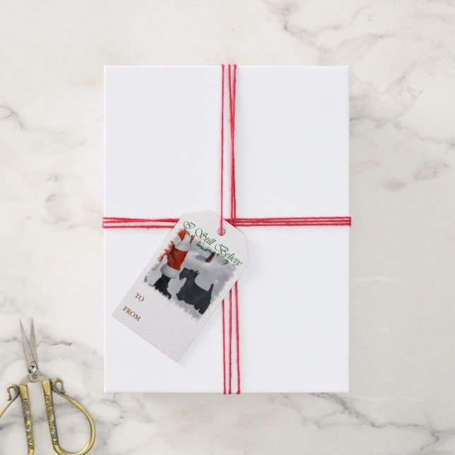 Scottish Terrier glaubte Weihnachten Geschenkanhänger (Mit Garn)