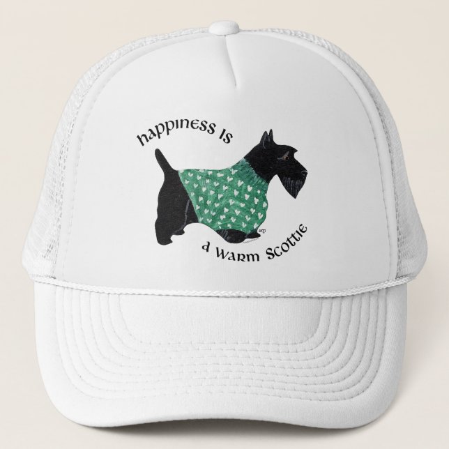 Scottish Terrier - Green Heart Sweater Truckerkappe (Vorderseite)