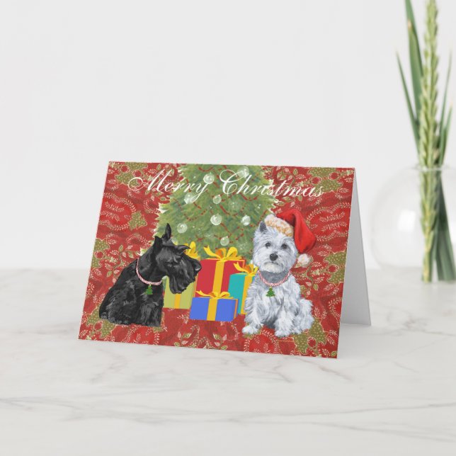 Scottish Terrier Grußkarte Feiertagskarte (Vorderseite)