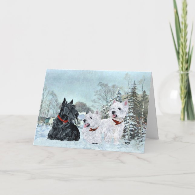 Scottish Terrier Grußkarte Feiertagskarte (Vorderseite)