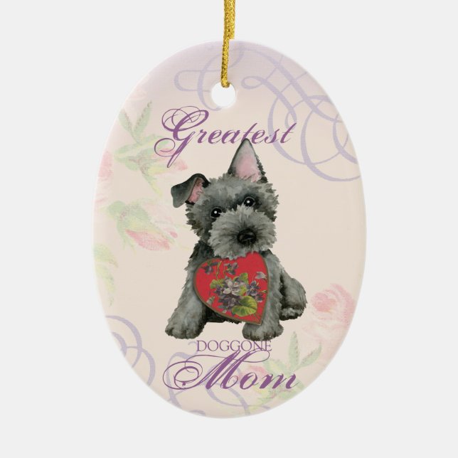 Scottish Terrier Heart Mama Keramik Ornament (Vorne)