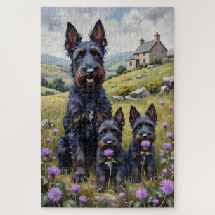 Scottish Terrier Highland Distel Kunst