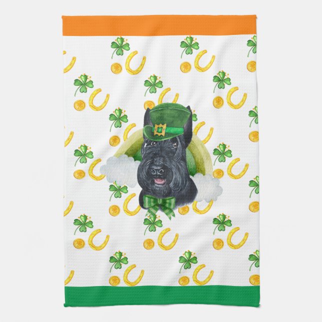 Scottish Terrier Holiday Wohngestaltung St Patrick Geschirrtuch (Vertikal)