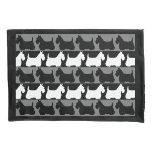 Scottish Terrier Hund schwarz/grau/weiß, Streifen Kissenbezug