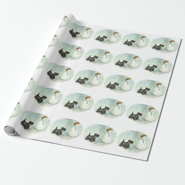 Scottish-Terrier-Hundekunst-WeihnachtsPackpapier Geschenkpapier (Ungerollt)