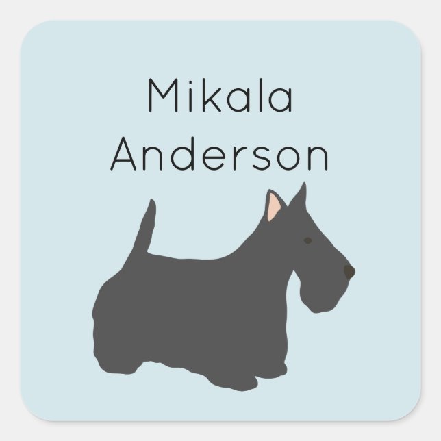 Scottish Terrier Hundemarke Quadratischer Aufkleber (Vorderseite)