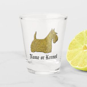 Scottish Terrier im Gold Ihr Text Schnapsglas
