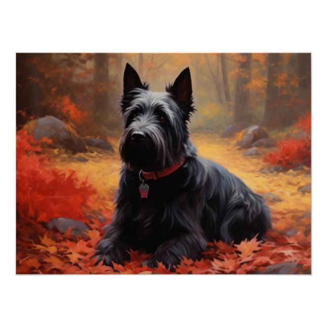 Scottish Terrier im Herbst Leaves Fall Inspiriert Poster (Vorderseite)