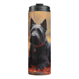 Scottish Terrier im Herbst Leaves Fall Inspiriert Thermosbecher