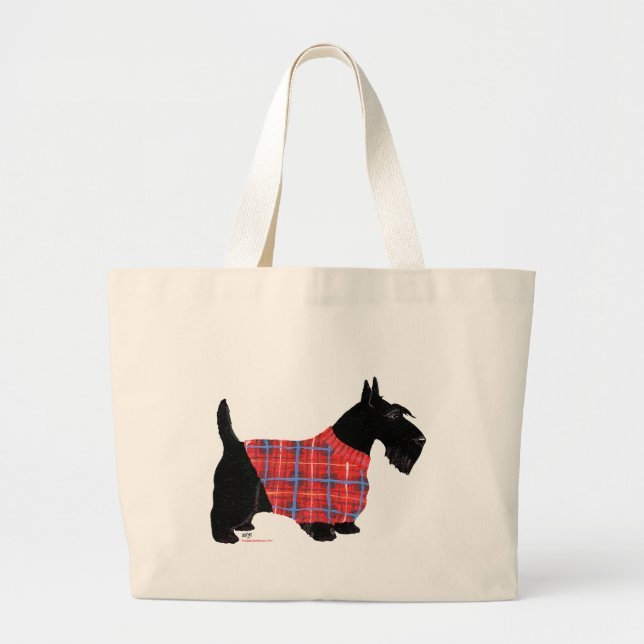 Scottish Terrier in einem Pullover Jumbo Stoffbeutel (Vorne)
