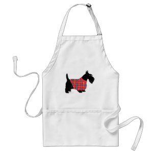 Scottish Terrier in einem Pullover Schürze