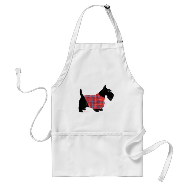 Scottish Terrier in einem Pullover Schürze (Vorne)