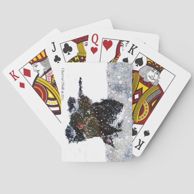Scottish Terrier in fallendem Schnee Spielkarten (Rückseite)