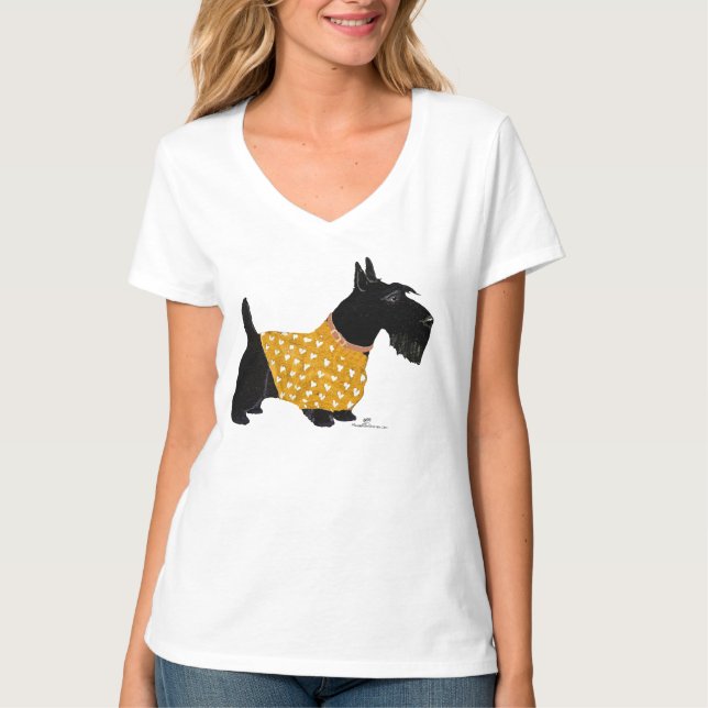 Scottish Terrier in Gold Sweater T-Shirt (Vorderseite)