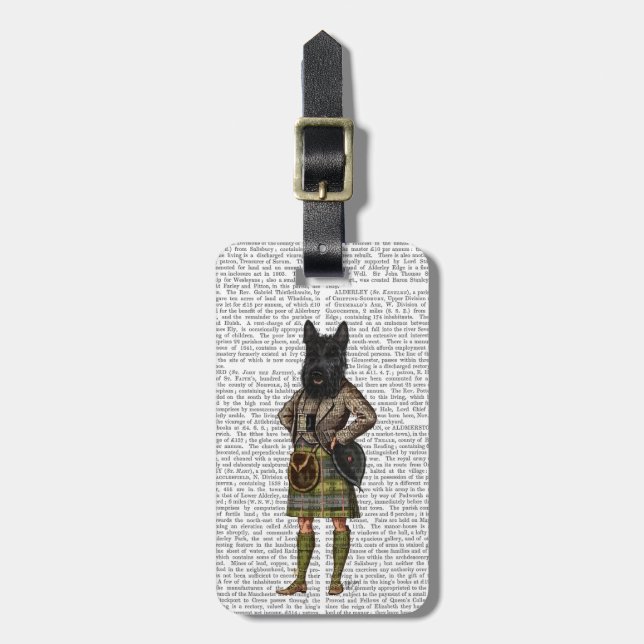 Scottish Terrier in Kilt Gepäckanhänger (Vorderseite vertikal)
