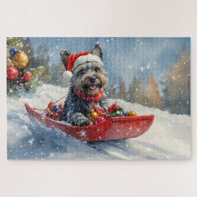 Scottish Terrier in Sledge Let it Snow Christmas (Horizontal)