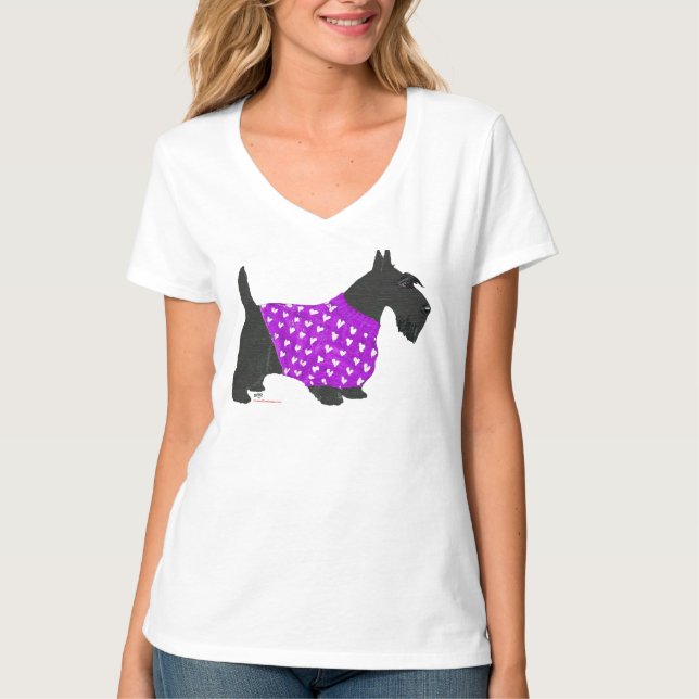 Scottish Terrier in Warm Sweater T-Shirt (Vorderseite)