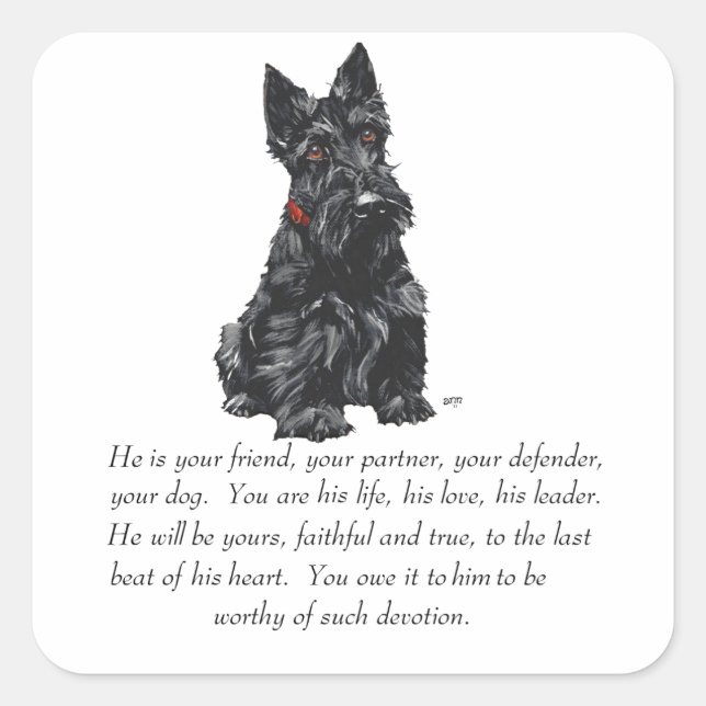 Scottish Terrier Keepake Quadratischer Aufkleber (Vorderseite)