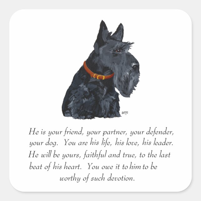 Scottish Terrier Keepake Quadratischer Aufkleber (Vorderseite)