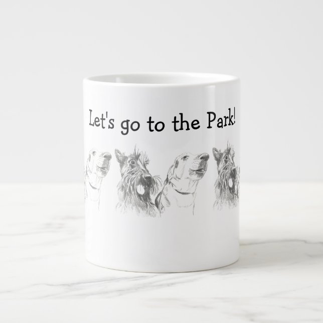 Scottish Terrier Labrador Friends|To Park Jumbo-Tasse (Vorderseite)