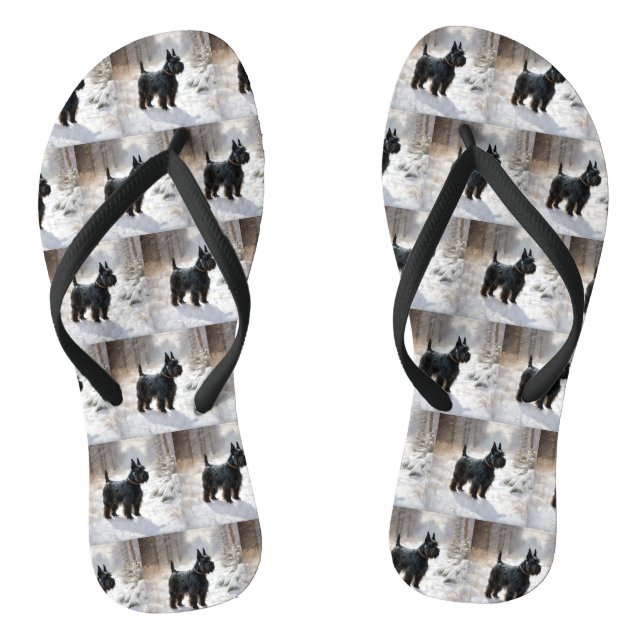 Scottish Terrier Let It Snow Christmas Flip Flops (Fußbett)