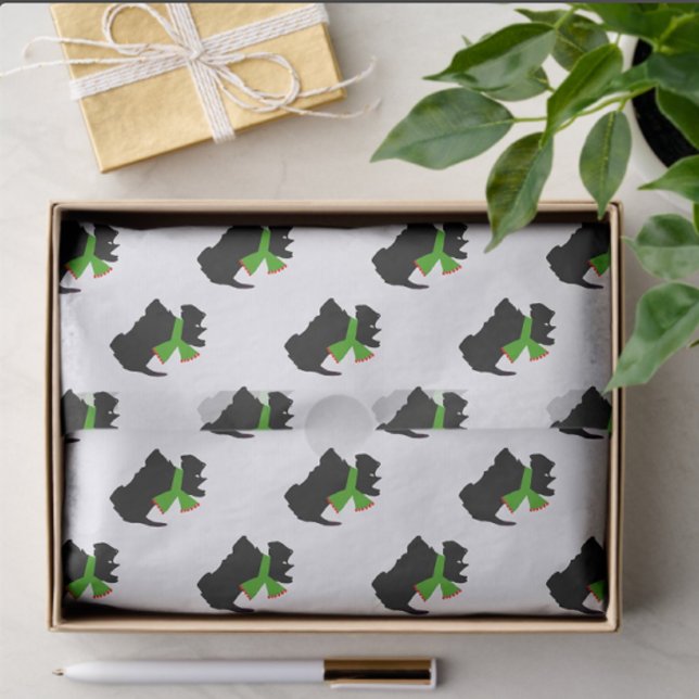 Scottish Terrier Merry Christmas Kariert Seidenpapier (Cute Scottie tissue paper!)