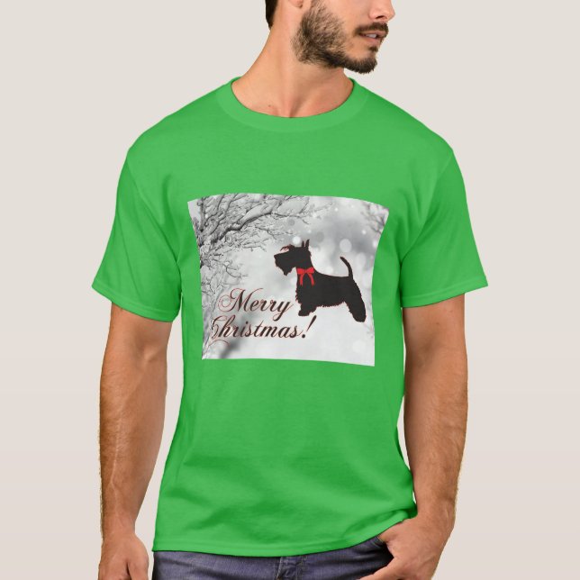 Scottish Terrier Merry Christmas T-Shirt (Vorderseite)
