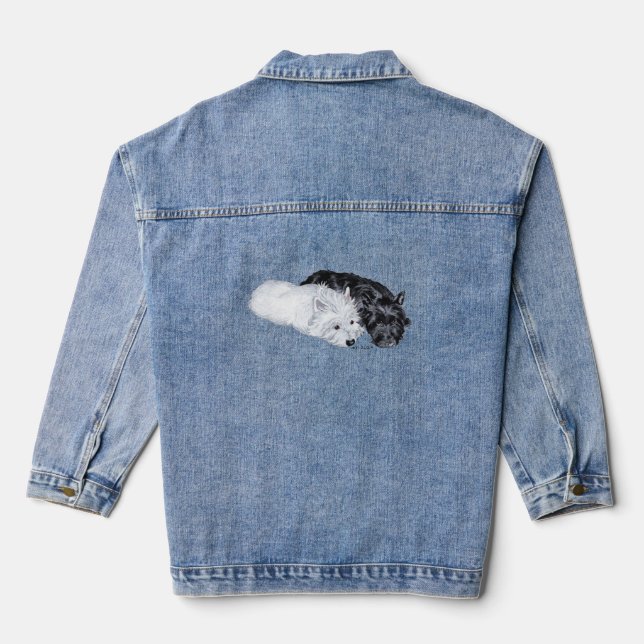 Scottish Terrier mit Westie Jeansjacke (Rückseite)