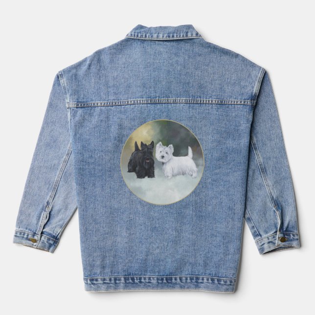 Scottish Terrier mit Westie Jeansjacke (Rückseite)