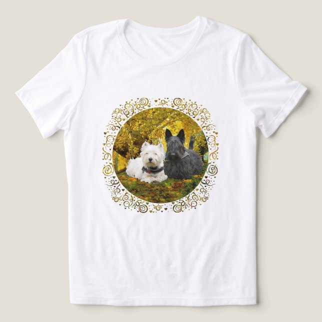 Scottish Terrier mit Westie Tri-Blend Shirt (Design Vorderseite)