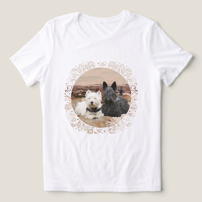 Scottish Terrier mit Westie Tri-Blend Shirt (Design Vorderseite)